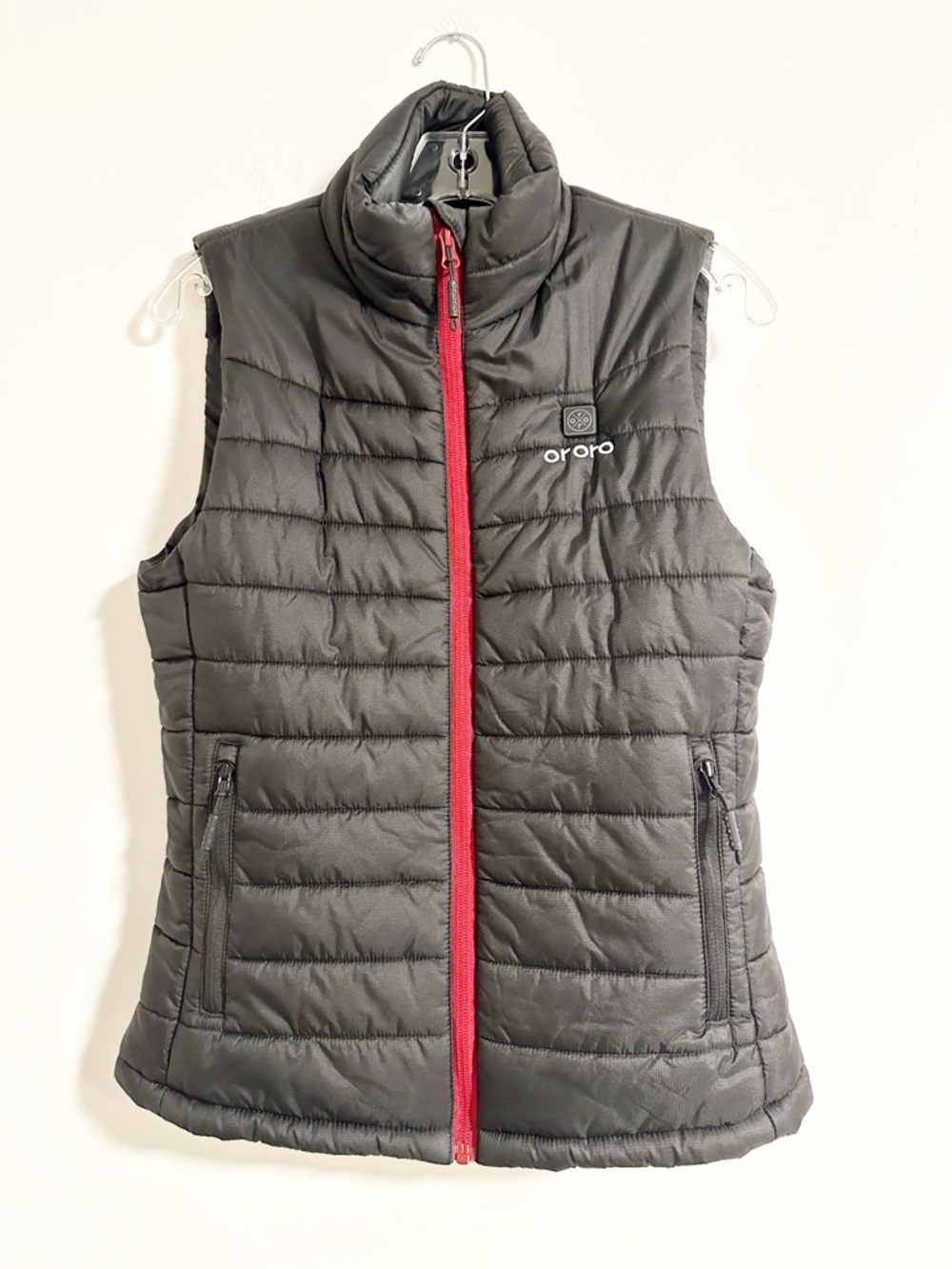 ORORO Women’s Slim Fit Heated Vest - Grey/Red - Size Small